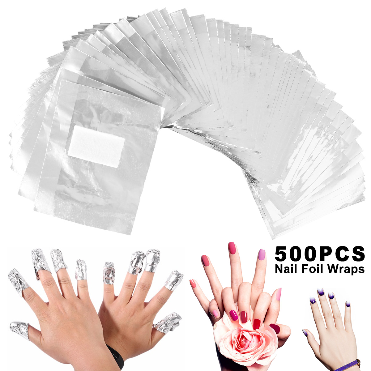 Nail Art Remover - 500/1000 шт., алюминиевая фольга, гель для